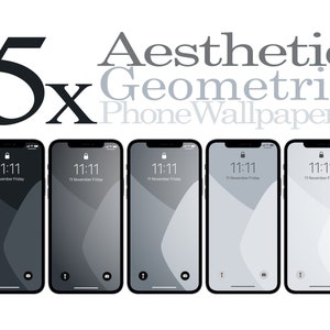 Modern Boho Phone Background, Aesthetic iPhone Wallpaper, Great Gray Tones, Dark to Light Gray, Abstract Geometric Phone Wallpapers, 5 pcs