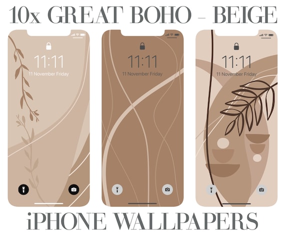 10 Boho Beige iPhone Wallpaper, Phone Background, Aesthetic Phone Wallpaper, Great Combinations of Beige, Digital Download, Total 17 pcs
