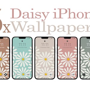 iPhone Daisy Wallpaper, Modern iPhone Wallpaper, Flower iPhone Wallpaper, Floral iPhone Background, Minimalist iPhone Wallpaper, 5x Bundle