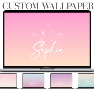 Minimal Celestial Gradient Desktop Wallpaper: Custom Name (Digital Download)