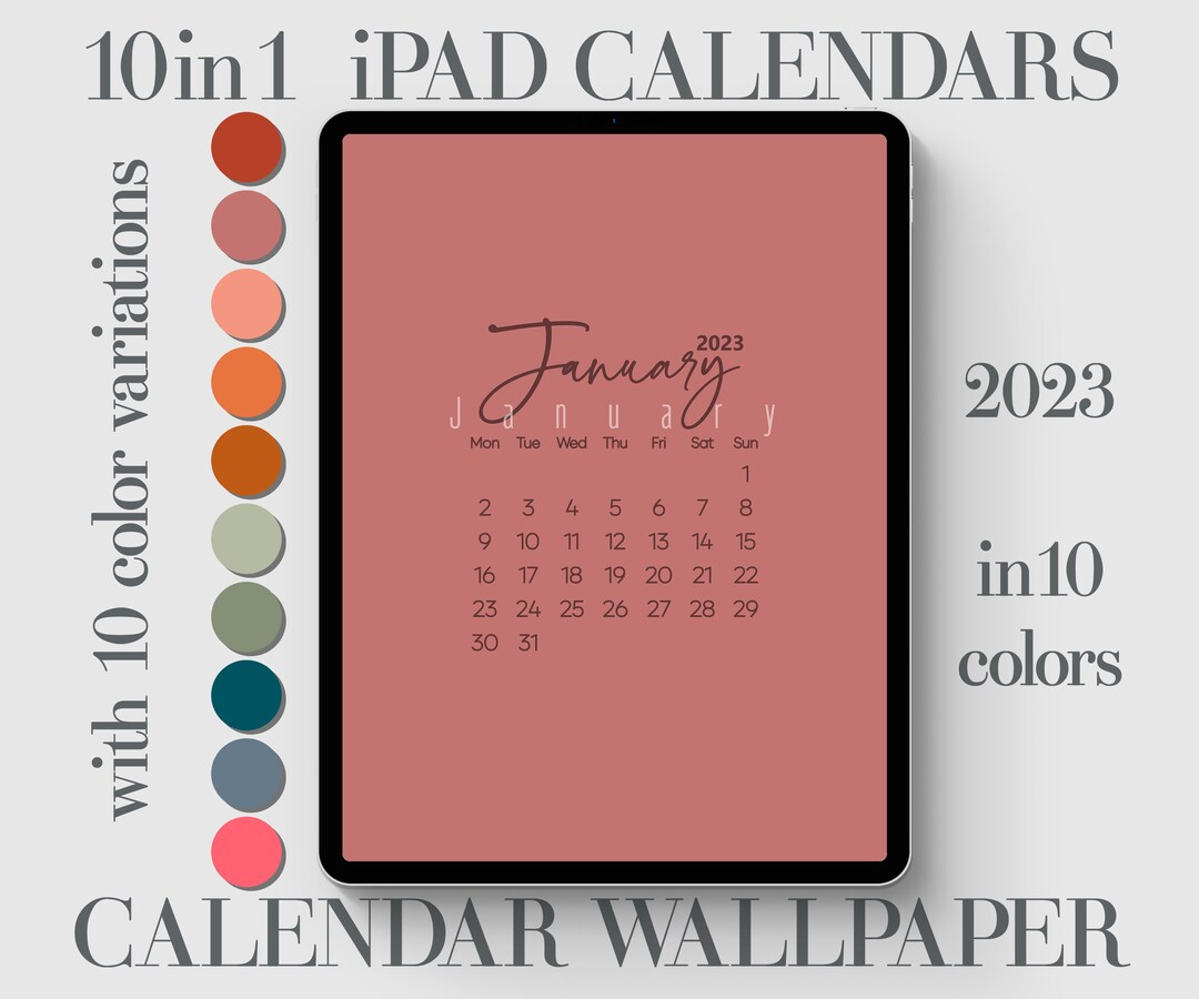 10x iPad Calendar Wallpaper Monthly Calendar Background Etsy