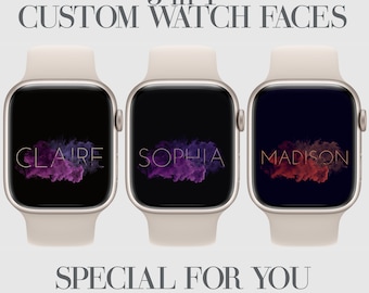 Custom Apple Watch Face Wallpaper, Pink Purple Clouds (3 pcs Digital Download)