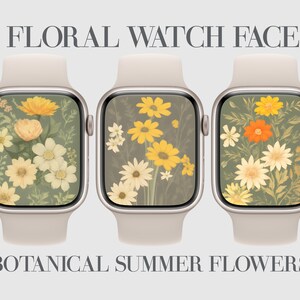 3 Cottagecore floreale, quadrante Apple Watch, design orologio fiori primaverili, download digitale botanico, design natura fiore estivo per Apple Watch