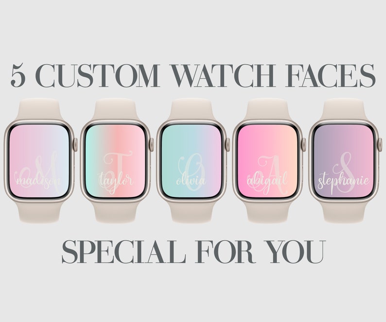 5 Personalized Pink Gradient Apple Watch Wallpaper Faces (digital ...
