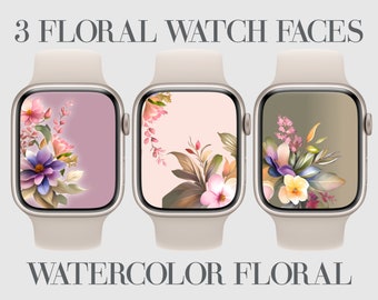 Floral Apple Watch Wallpaper, Boho Watercolor Flowers (Digital Download)