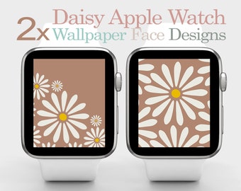 Daisy Flower Apple Watch Wallpaper: Tawny Brown Blumenmuster (2 Stück) (Digitaler Download)