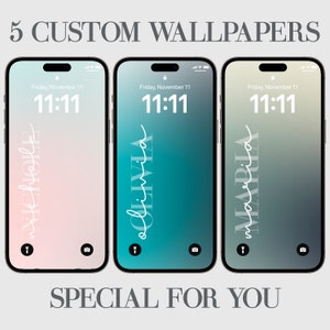 5 Custom Gradient iPhone Wallpaper: Monogram Phone Background (Digital Download)