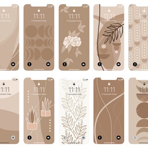 10 Boho Beige iPhone Wallpaper, Phone Background, Aesthetic Phone Wallpaper, Great Combinations of Beige, Digital Download, Total 17 pcs image 2