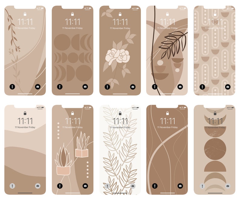 10 Boho Beige iPhone Wallpaper, Phone Background, Aesthetic Phone Wallpaper, Great Combinations of Beige, Digital Download, Total 17 pcs image 2