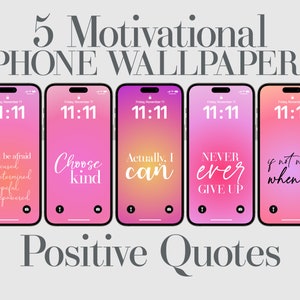 5 citazioni positive, sfondo motivazionale per iPhone, affermazioni quotidiane, frasi ispiratrici, carta da parati Aura, calligrafia retrò, rosa, viola
