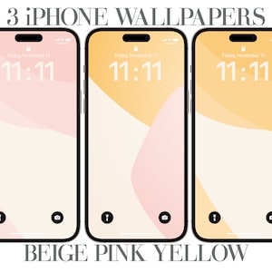 Beige rosa e toni gialli iPhone Wallpaper, sfondo del telefono estetico, sfondo del telefono disegnato a mano, sfondo Android, geometrico minimalista