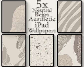 5 Papel de parede bege neutro para iPad, fundo estético para tablet, bege neutro, marrom, cores neutras Boho, papel de parede minimalista e moderno para iPad