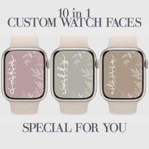 Carta da parati floreale personalizzata Apple Watch Face, sfondo estetico per smartwatch vegetale, affermazioni di foglie, personalizzazione, alta risoluzione, 10x