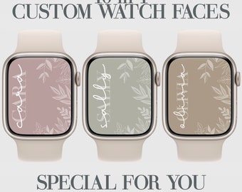 Custom Floral Apple Watch Face Wallpaper, Aesthetic Plant Smartwatch Background, Leaves Affirmations, Personalization, High Resolution, 10x