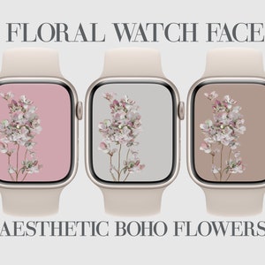 3 quadranti floreali Apple Watch, carta da parati Smartwatch, sfondo orologio floreale, estetica, boho, floreale, beige, rosa, marrone, accessori per orologi