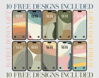 Minimalistische iPhone-achtergrond: 40 ontwerpen in effen kleuren (digitale download)