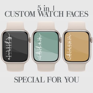 5 Custom Apple Watch Face Wallpaper, Aesthetic Smartwatch Background Tones, Green, Light Tan Gray, Tawny Brown, Personalization, Minimalist