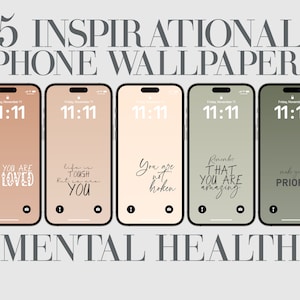 5 Mental Health, Motivational iPhone Wallpaper, Daily Affirmations, Inspirational Saying, Positive, Hope, You Matter, Earthy Boho Colored