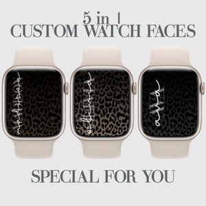 5 Leopard Custom Apple Watch Face Wallpaper, Cheetah Personalization Watch Background, Affirmations, Aesthetic, Dark Gray to Brown Colors