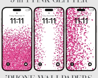 Pink Glitter iPhone Wallpaper, Hot Pink Phone Background, Aesthetic Modern Minimalist Sparkle, Glitter Pink White, Cute Android Lock Screen