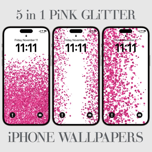 Pink Glitter iPhone Wallpaper, Hot Pink Phone Background, Aesthetic Modern Minimalist Sparkle, Glitter Pink White, Cute Android Lock Screen