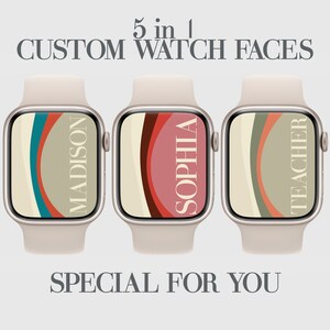 Quadrante arcobaleno, Carta da parati Apple Watch personalizzata, Rosa, Verde, Beige, Blu, Personalizzato, Sfondo viso, Geometrico, Accessori orologio, 5x