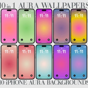 10 Aura Gradient, iPhone Wallpaper, Aesthetic Phone Background, Pink, Red, Blue, Minimalist, Digital Download, High Resolution, Wallpapers