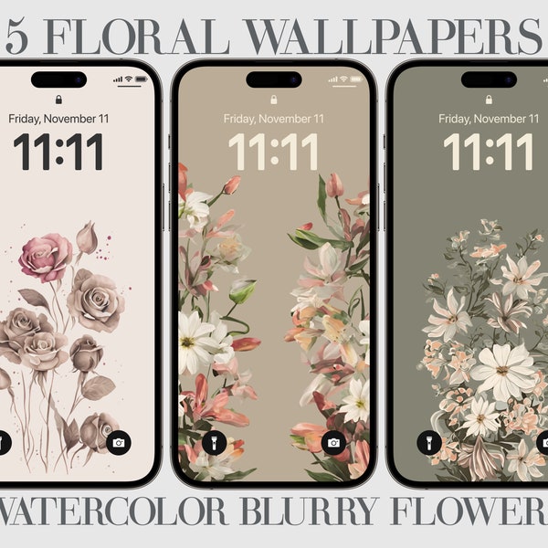 Watercolor Floral, iPhone Wallpaper, Garden Phone Background, Watercolor, Blurry, Flower Phone, Floral Phone Wallpaper, Plant Background, 5x