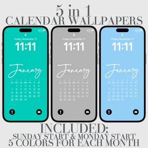 2025 iPhone Calendar Wallpaper, Blush, Gray, Teal, Light Blue, Salmon, Digital Boho Phone Background Minimalist Elegant Aesthetic Calendars