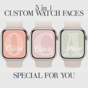 5 Custom Initial Apple Watch Wallpapers: Pink Monogram (Digital Download)