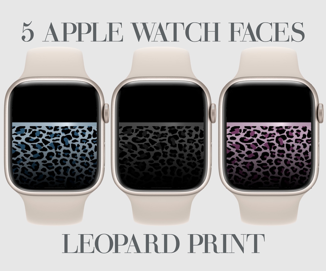 5 Leopard Print Apple Watch Faces, Smartwatch Wallpaper, Beige, Pink