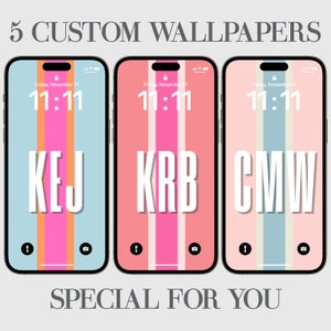 iPhone Wallpaper, Custom iPhone Wallpaper, Initials Phone Background, Pink, Beige, Green, Orange, Blue, Personalization, High Resolution, 5x