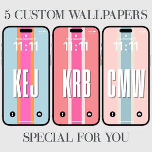 Custom Initials iPhone Wallpaper: Colorful Stripes (Digital Download)