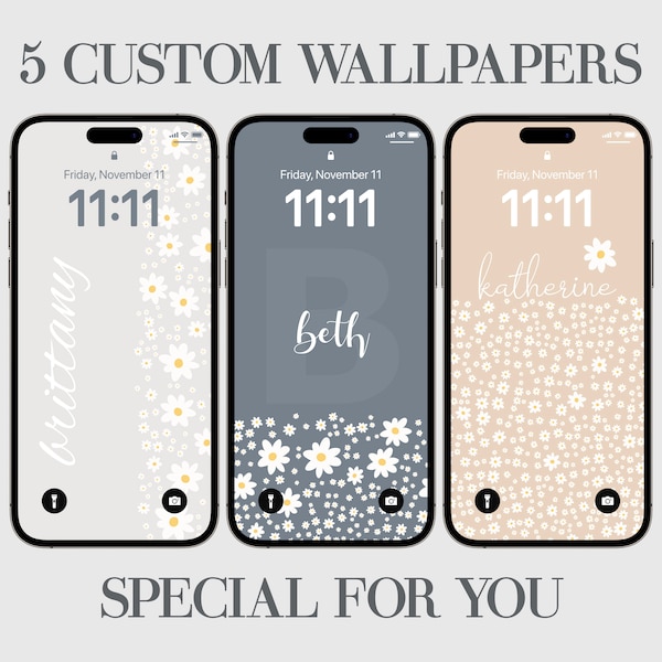 Custom Daisy iPhone Wallpaper, Minimal Floral Phone Background, Minimalist Lovely Daisy Design, Personalized Daisy Flowers iPhone Wallpapers