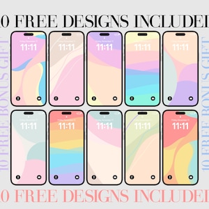 50 Pastel Color iPhone Wallpaper Background, Aesthetic Modern Soft Colors, Minimalist Phone Wallpaper, Blue, Pink, Red, Green Natural Bundle