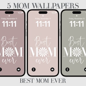 5 MaMa iPhone Wallpaper, Mama Telefon Hintergrund, Rosa, Blau, Lila, Muttertag, Beste Mama aller Zeiten, Geschenk für Mama, Herz, Mama Leben, Geschenke für MaMa