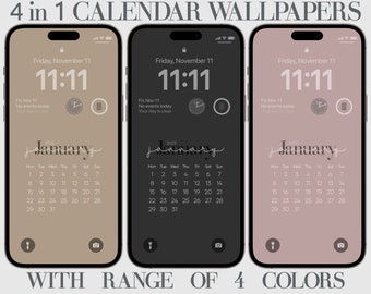 iPhone 2025 roze, bruin, beige, schaduwgekleurd, behang digitale kalender, telefoonachtergrond boho, minimalistisch elegant, esthetische kalenders