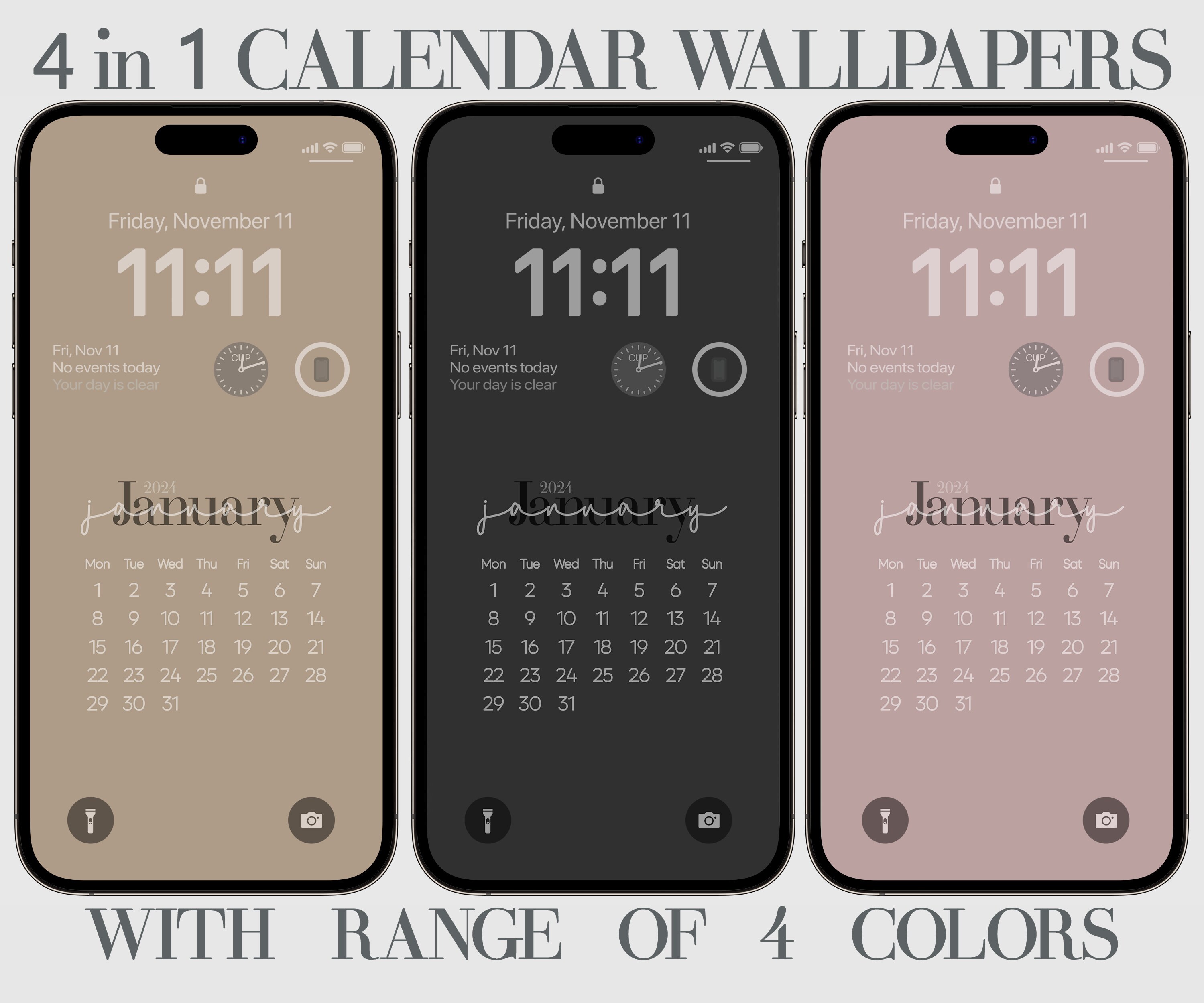 2024 iPhone Pink, Brown, Beige, Shadow Colored, Digital Calendar Wallpaper,  Boho Phone Background, Minimalist Elegant, Aesthetic Calendars - Etsy