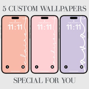Pastel Spring iPhone Wallpaper: Custom Name, Pink & Purple (Digital Download)