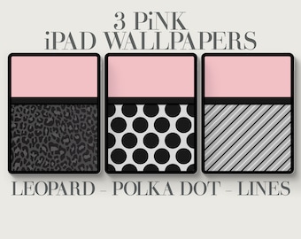 Pink iPad Wallpaper: Leopard, Polka Dot, Lines Art (Digitaler Download)