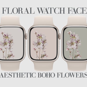 3 quadranti floreali Apple Watch, carta da parati Smartwatch floreale, sfondo orologio floreale, estetica, Boho, floreale, verde, beige, accessori per orologi