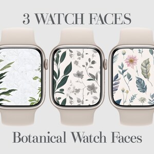 3 in 1, Sfondo botanico Apple Watch, Blu, Beige, Verde, Quadrante Apple Watch, Botanico, Apple Watch, Starlight Apple Watch, Carta da parati foglia
