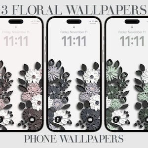 Floral iPhone Wallpaper, Garden Phone Background, Bronze, Silver, Green, Blurry, Flower Phone, Floral Phone, Plant Background Wallpaper, 3x