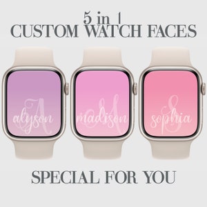 Quadrante rosa, quadrante personalizzato, carta da parati Apple Watch personalizzata, personalizzazione, sfondo orologio, affermazioni, rosa, viola, bianco, 5x