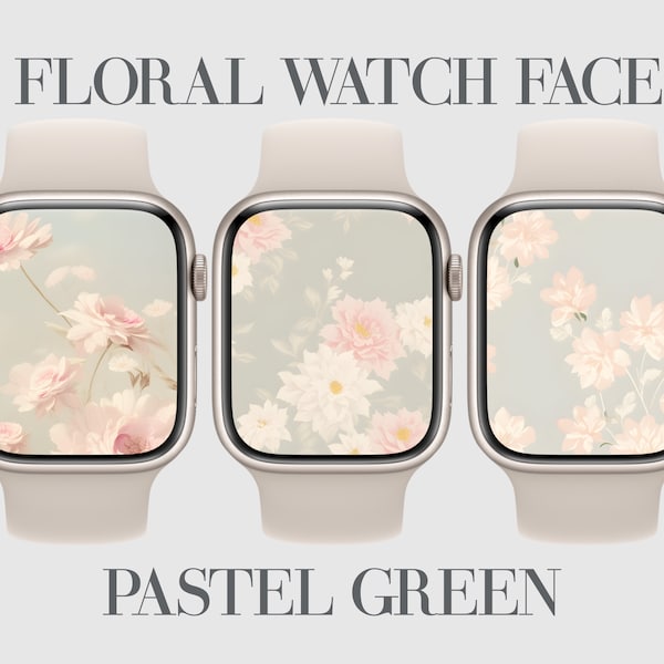 5 in 1, Apple Watch Wallpaper, Pastel Green Floral, Apple Watch Face Fall, Hydrangea Apple Watch Wallpaper, Apple Watch Wallpaper Flowers