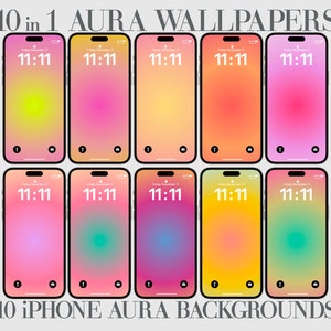 Gradiente 10 Aura, Sfondo iPhone, Sfondo telefono estetico, Rosa, Rosso, Giallo, Minimalista, Download digitale, Alta risoluzione, Sfondi