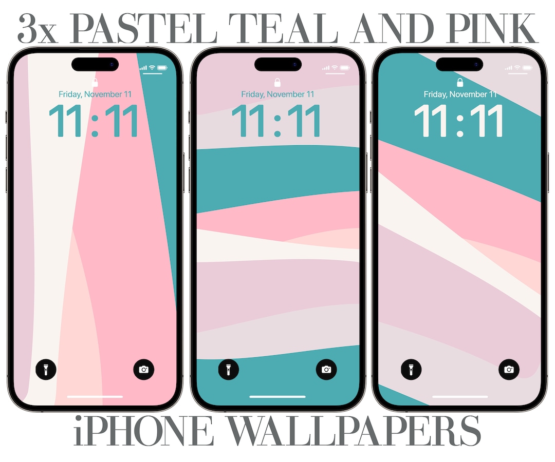 Pastel iPhone Wallpaper: Teal, Pink, Blue (3x Digital Download) - Etsy