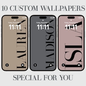 10 Personalization iPhone Wallpaper, Elegant Custom Phone Background, Custom Huge Black Name, Personalized, Aesthetic Initials, Affirmations