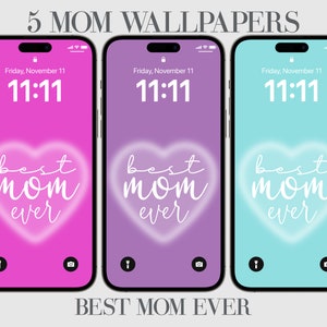 5 MaMa iPhone Wallpaper, Mama Telefon Hintergrund, Rosa, Blau, Lila, Muttertag, Beste Mama aller Zeiten, Geschenk für Mama, Herz, Mama Leben, Geschenke für MaMa