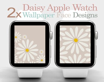 Daisy Flower Apple Watch Wallpaper: Beige Blumenmuster (2 Stück Digital Download)
